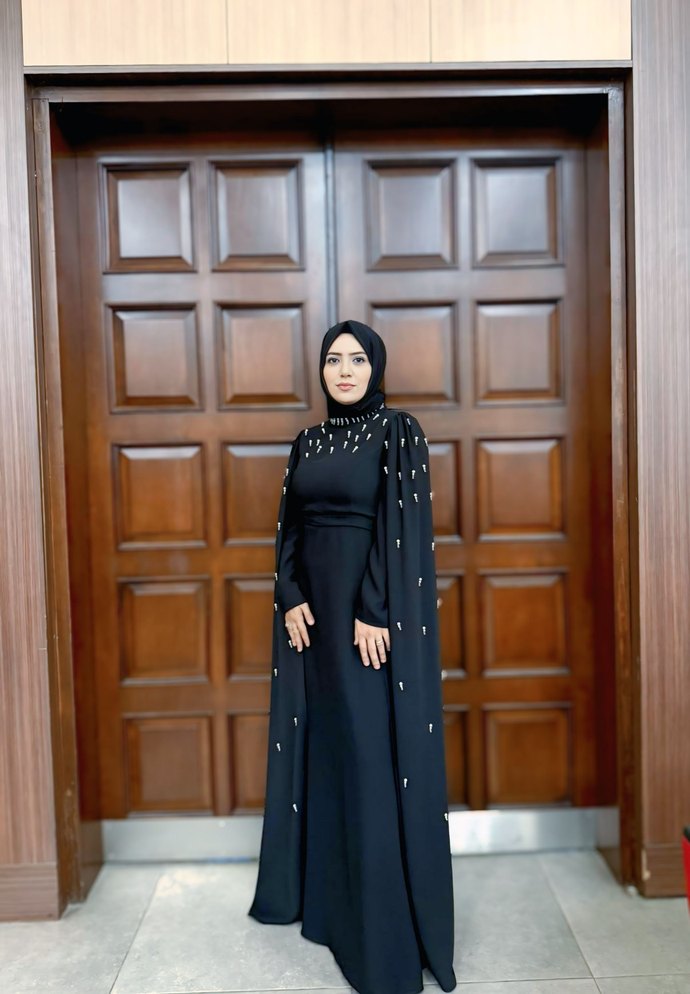 Siyah Uzun Tesettür Abiye Elbise - Görsel 2