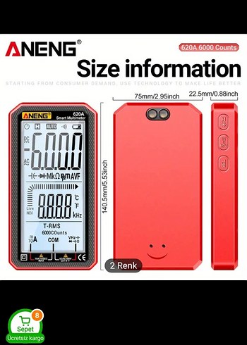 ANENG 620A Dijital Multimetre Siyah - Görsel 5