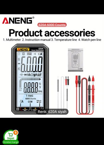 ANENG 620A Dijital Multimetre Siyah - Görsel 12