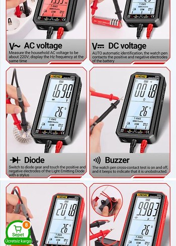 ANENG 620A Dijital Multimetre Siyah - Görsel 14