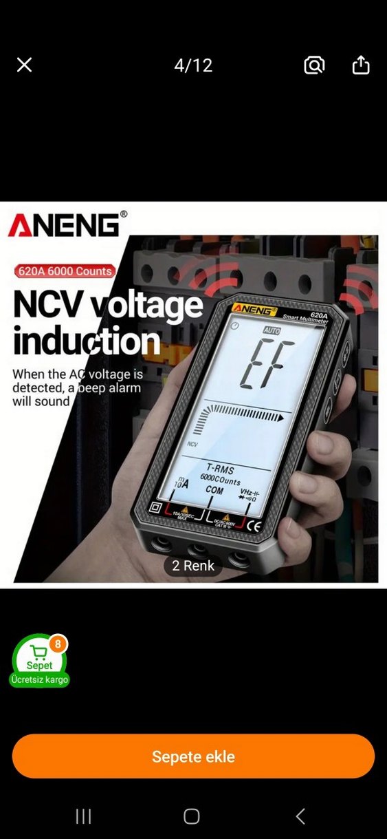 ANENG 620A Dijital Multimetre Siyah - Görsel 4