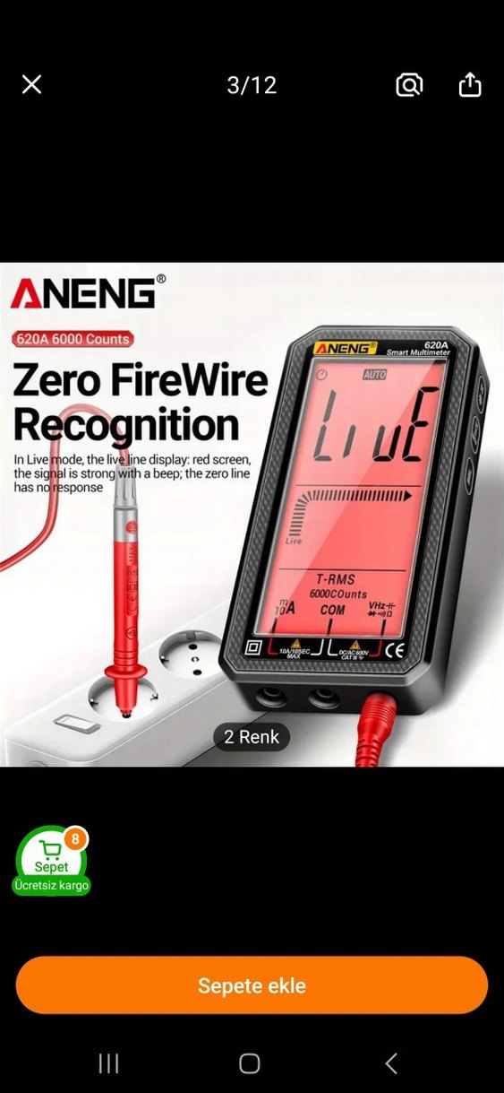ANENG 620A Dijital Multimetre Siyah - Görsel 3