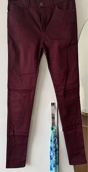 LC Waikiki LcWaikiki Bordo Dar - Yüksek Bel Pantolon