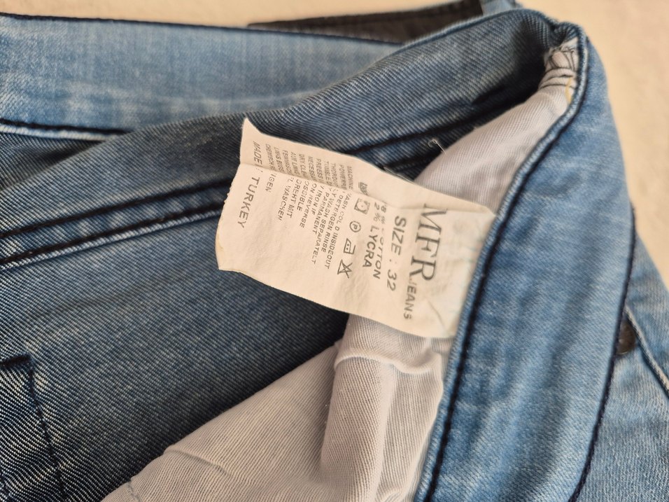 Düğmeli Mavi Midi Denim erkek Jean - Görsel 2