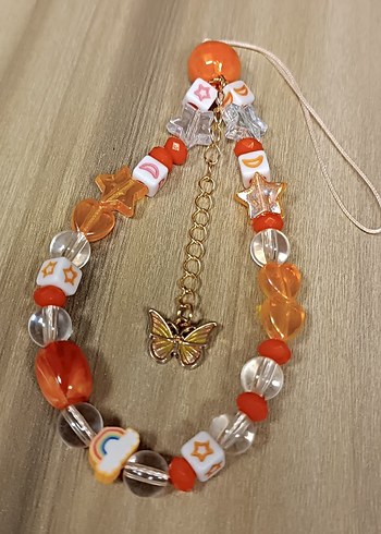 Turuncu Boncuklu Bohem Telefon Tablet Charm - Görsel 2