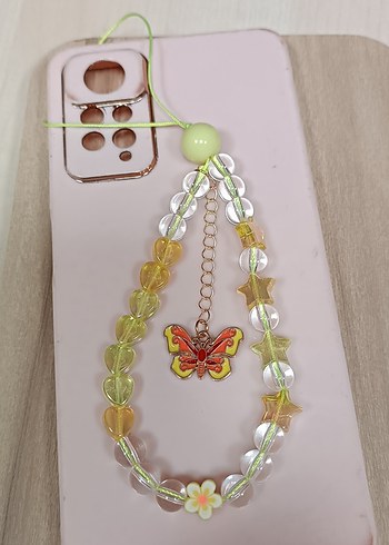 KELEBEKLİ SARI TELEFON ASKISI - Görsel 3