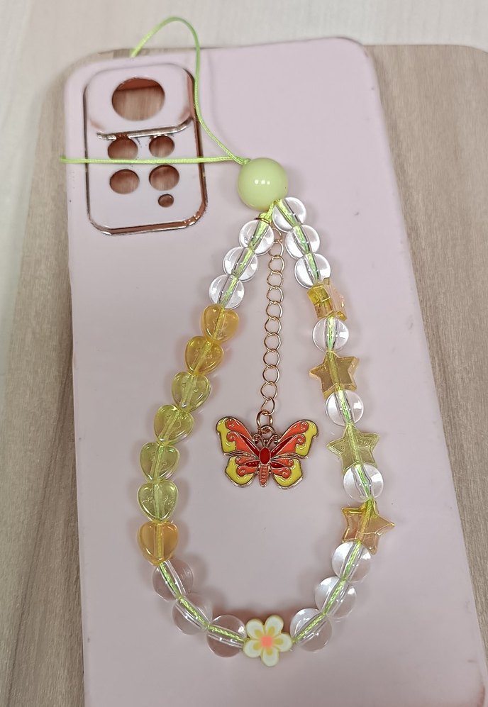 KELEBEKLİ SARI TELEFON ASKISI - Görsel 2