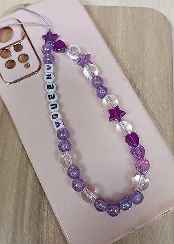 Mor Boncuklu 'QUEEN' Telefon Askısı - Görsel 4
