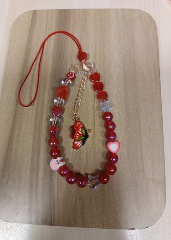 Kırmızı Boncuklu Bohem Telefon Askıdı - Görsel 2