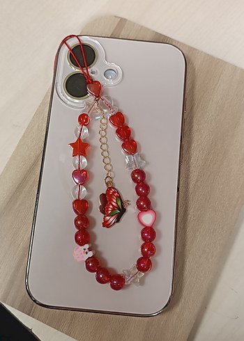 Kırmızı Boncuklu Bohem Telefon Askıdı - Görsel 6