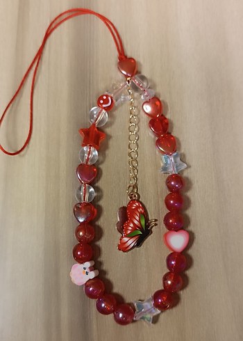 Kırmızı Boncuklu Bohem Telefon Askıdı - Görsel 5