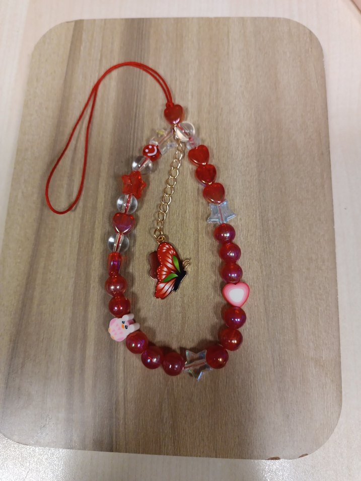 Kırmızı Boncuklu Bohem Telefon Askıdı - Görsel 2