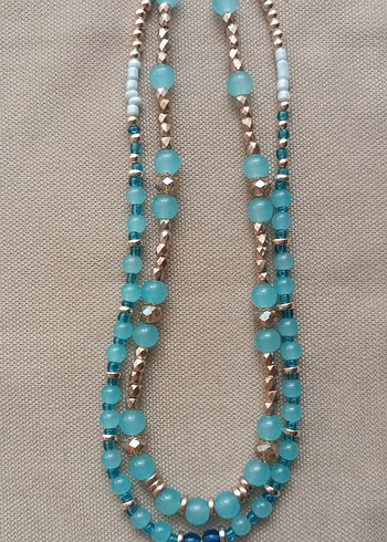 Mavi Işıltı Nazar Charmlı Cam Boncuk Mavi İkili Kolye - Görsel 9