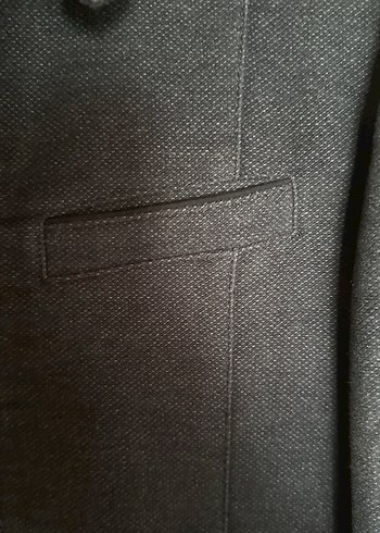 Düğmeli Gri Erkek Keten Ceket - Görsel 5