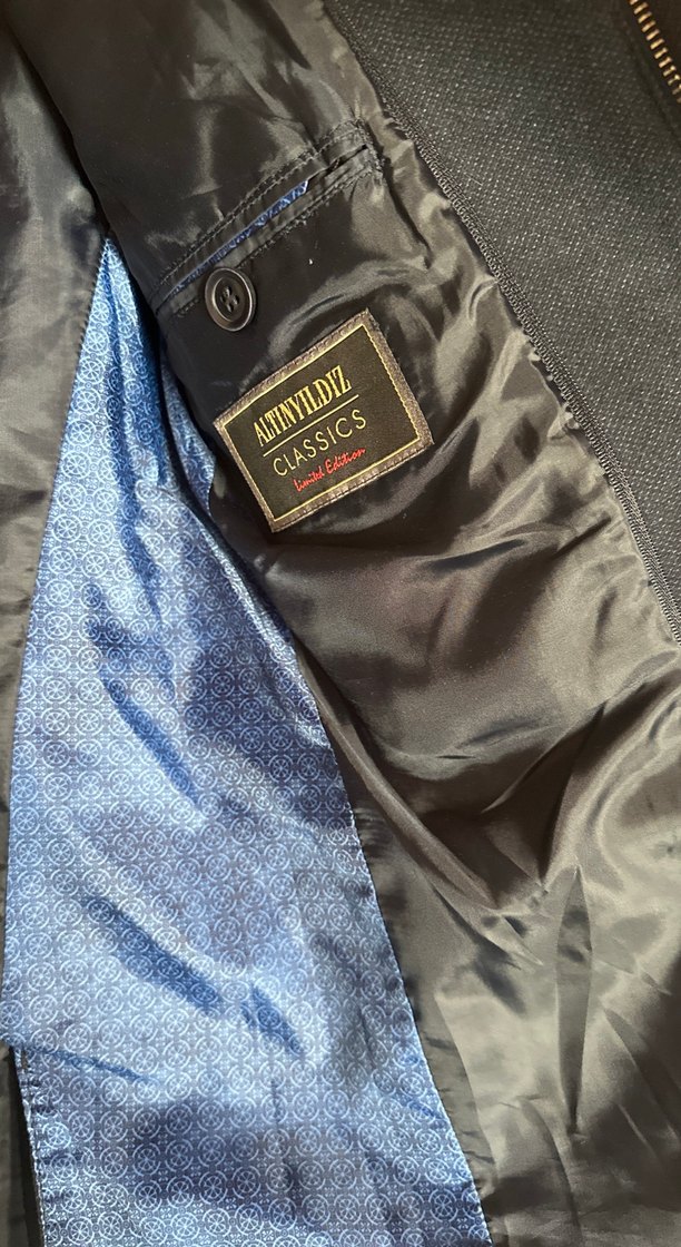 Düğmeli Gri Erkek Keten Ceket - Görsel 4