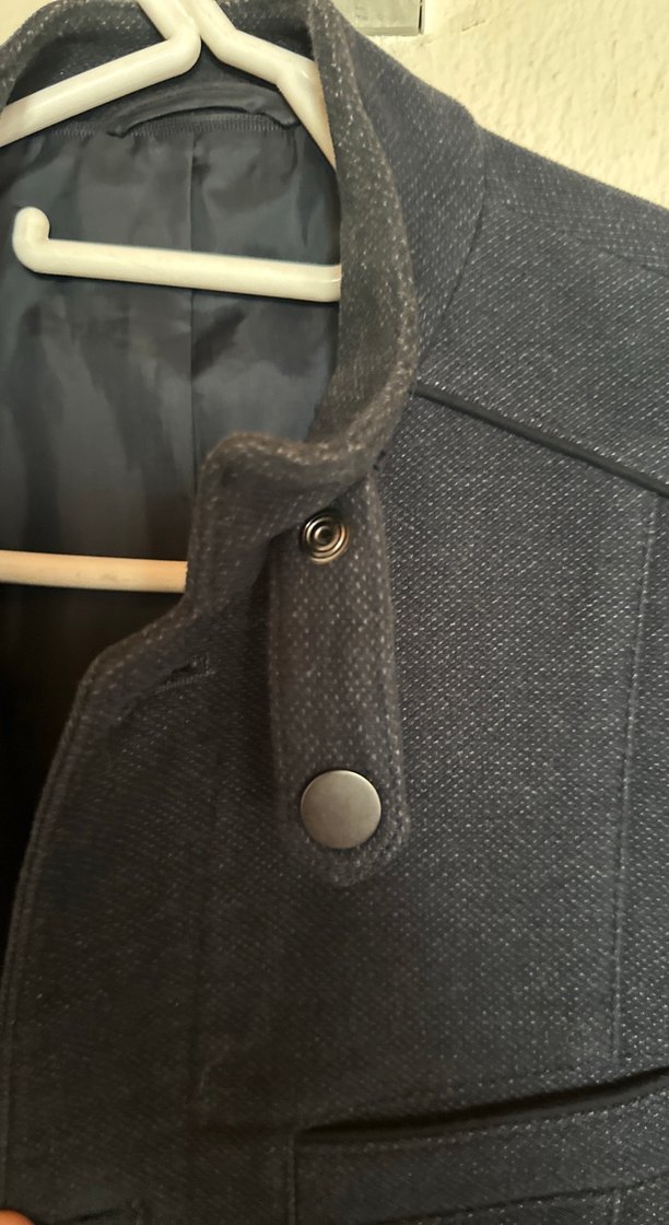 Düğmeli Gri Erkek Keten Ceket - Görsel 2