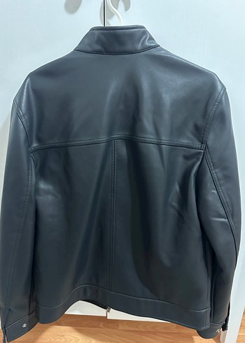 Erkek Siyah Deri Biker Ceket - Görsel 6