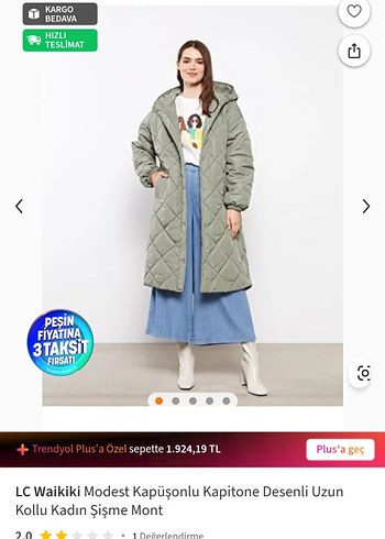 LC Waikiki LC Waikiki Kapitone Desenli Uzun Kadın Mont