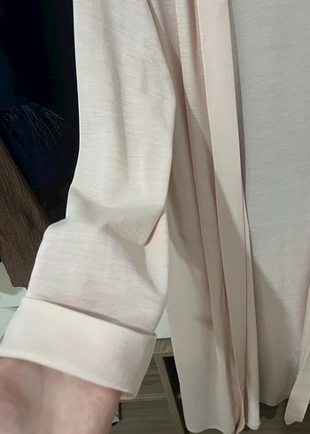 Bej Uzun Kollu Kadın Uzun Boy hırka - Görsel 3