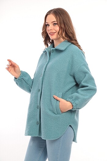 m Beden Mint Oversize Buklet Gômlek