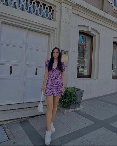 H&M Pembe Çiçekli Elbise