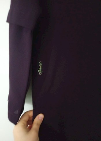 Bordo Nakışlı Fermuarlı Kadın ferace - Görsel 4