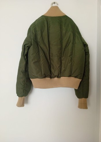 Haki Fermuarlı kısa Kadın Mont - Görsel 3