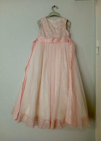 Dantel Detaylı Pembe Kız Çocuk Abiye - Görsel 2