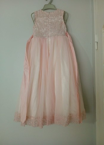 Dantel Detaylı Pembe Kız Çocuk Abiye - Görsel 4