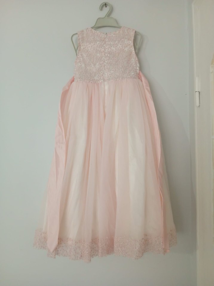 Dantel Detaylı Pembe Kız Çocuk Abiye - Görsel 3