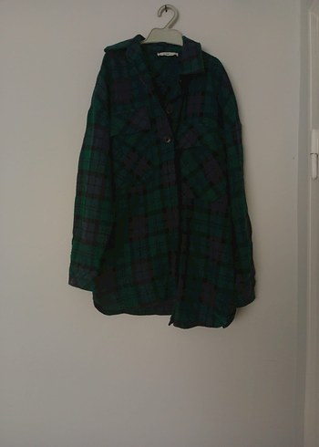 Düğmeli Yeşil Ekoseli Uzun Kollu Gömlek - Görsel 4