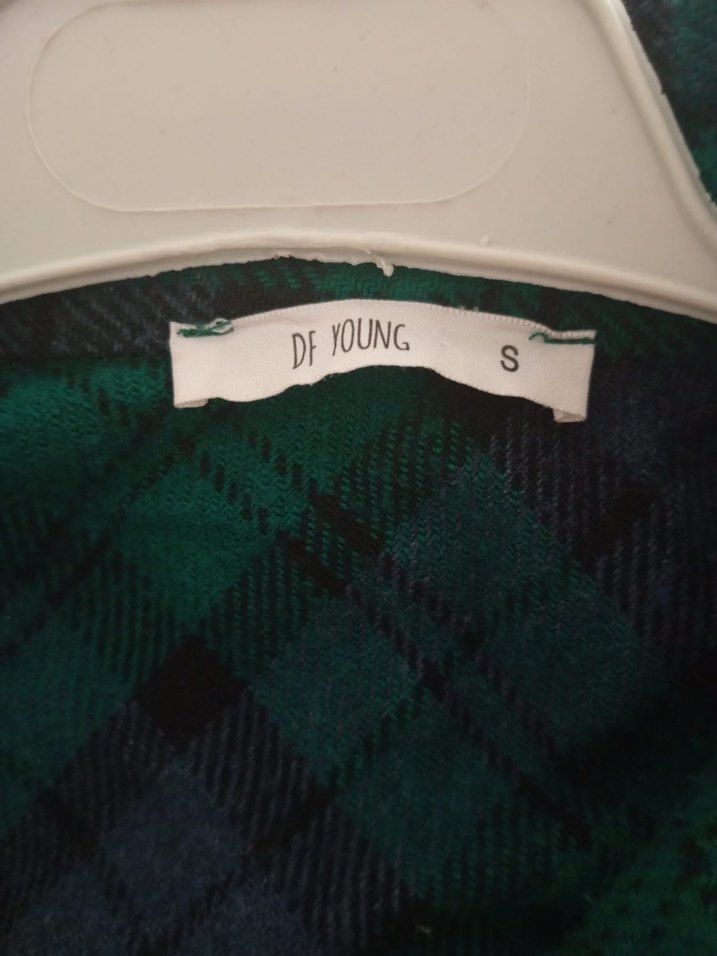 Düğmeli Yeşil Ekoseli Uzun Kollu Gömlek - Görsel 3