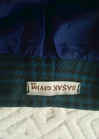 Düğmeli Koyu Yeşil ekose etek - Görsel 3