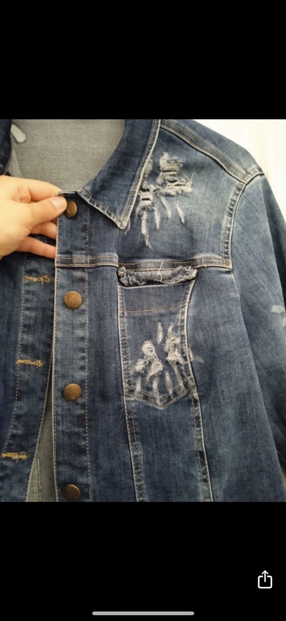 Nakışlı Düğmeli Kadın Jean Ceket - Görsel 2