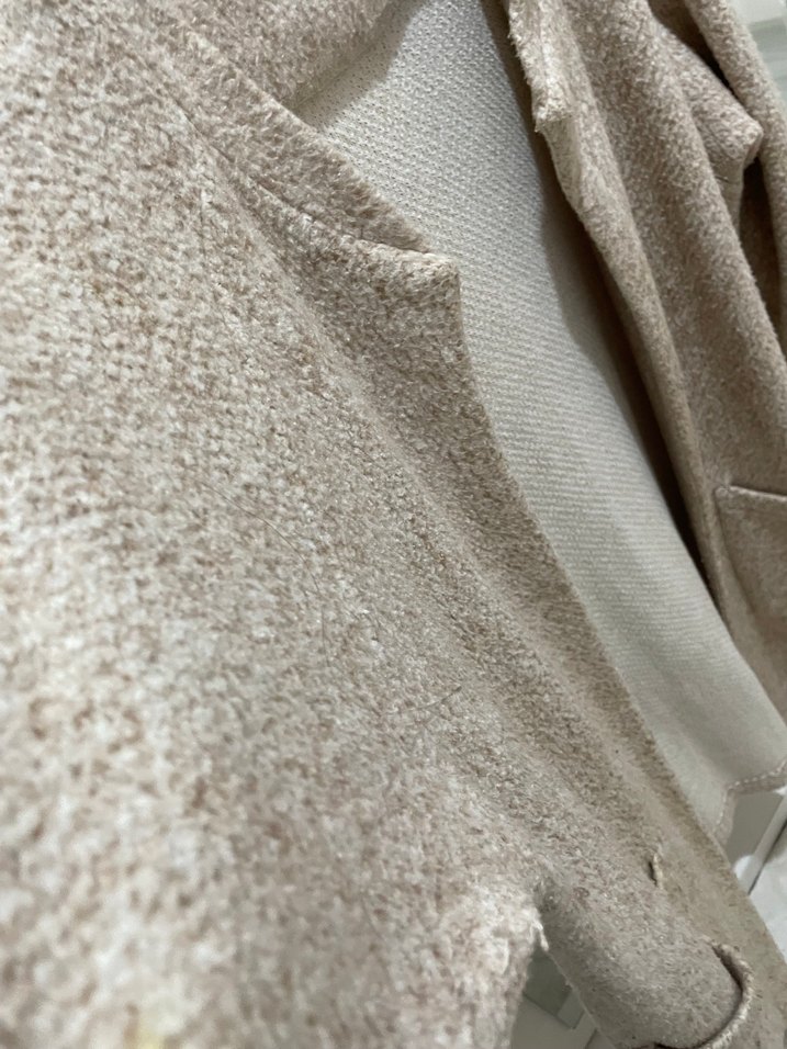 Bej Örgü Kadın Hırka, Uzun Kollu, Midi Boy - Görsel 2