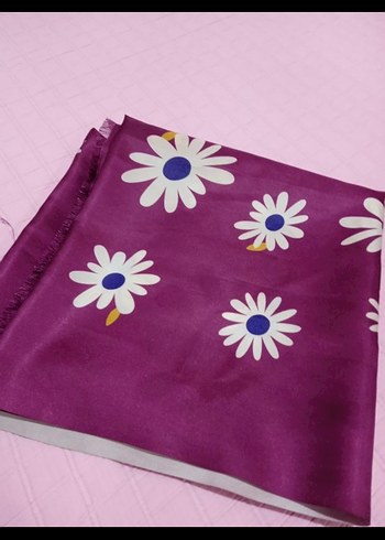 Mor Papatya Desenli Kadın eşarp - Görsel 2