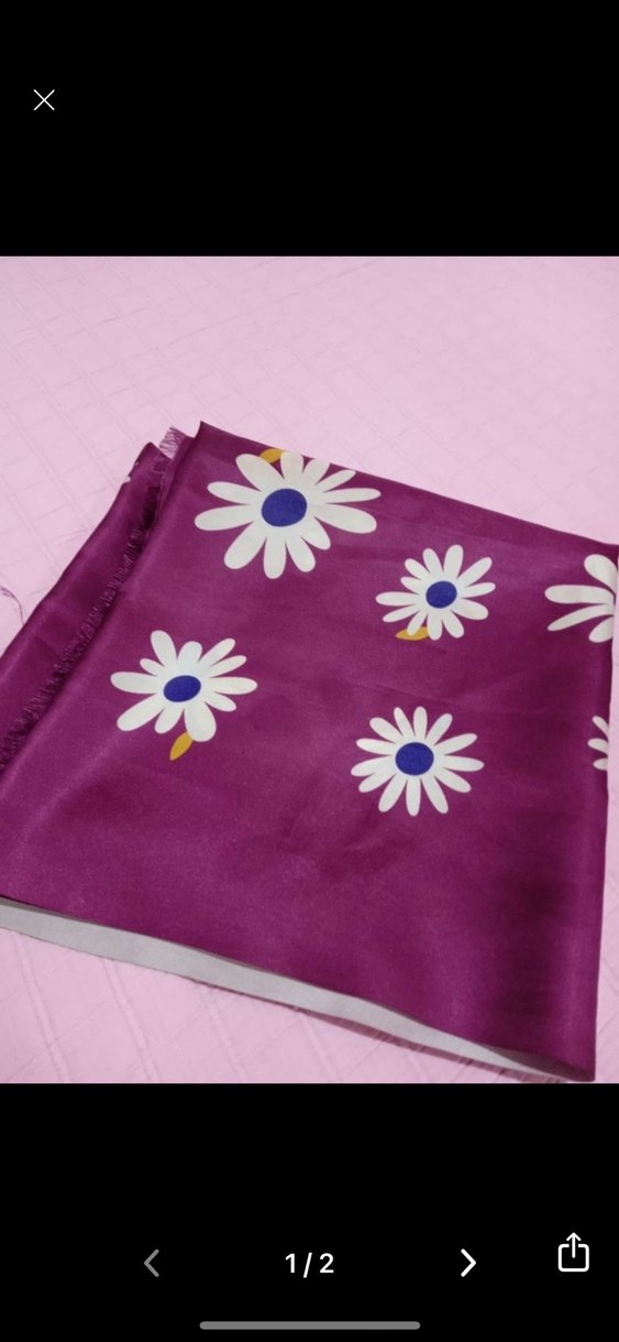 Mor Papatya Desenli Kadın eşarp - Görsel 2