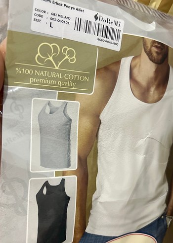 Erkek Gri natural pamuk Atlet - Görsel 2