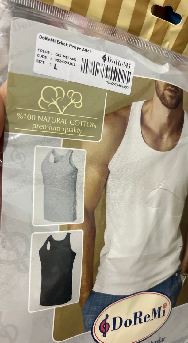 Erkek Gri natural pamuk Atlet - Görsel 2