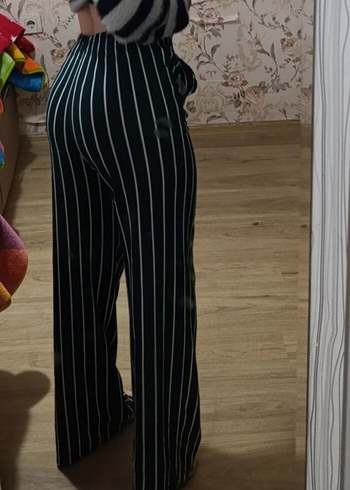 Çizgili kumaş pantolon - Görsel 2