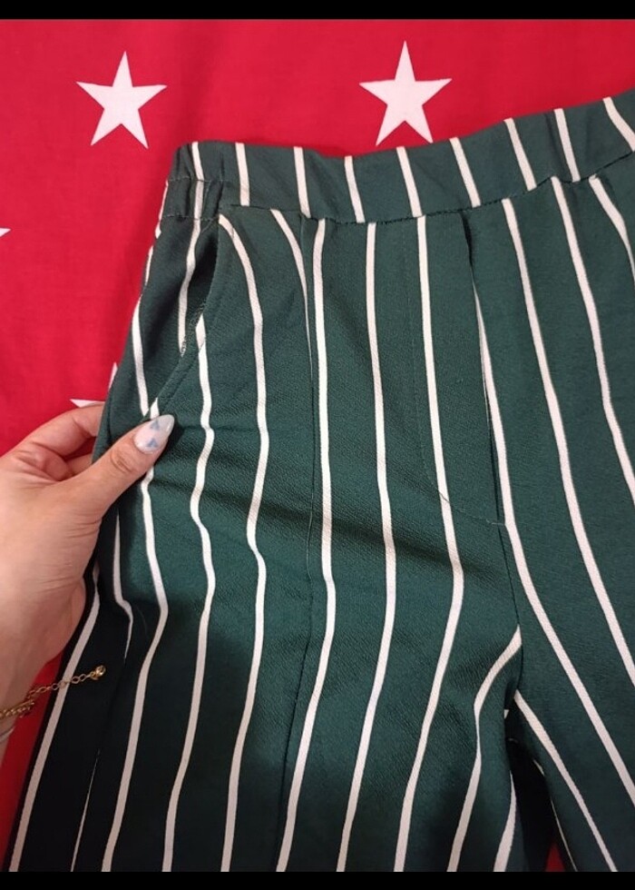 Çizgili kumaş pantolon - Görsel 3