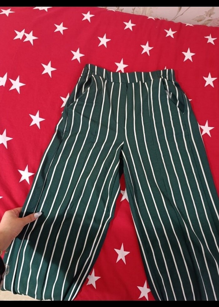 Çizgili kumaş pantolon - Görsel 4