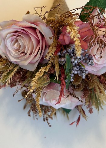 Pembe Dantel Detaylı Bohem Gelin Buketi - Görsel 4