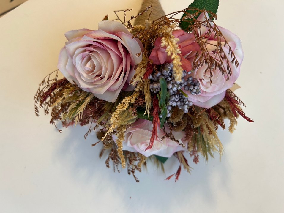 Pembe Dantel Detaylı Bohem Gelin Buketi - Görsel 4