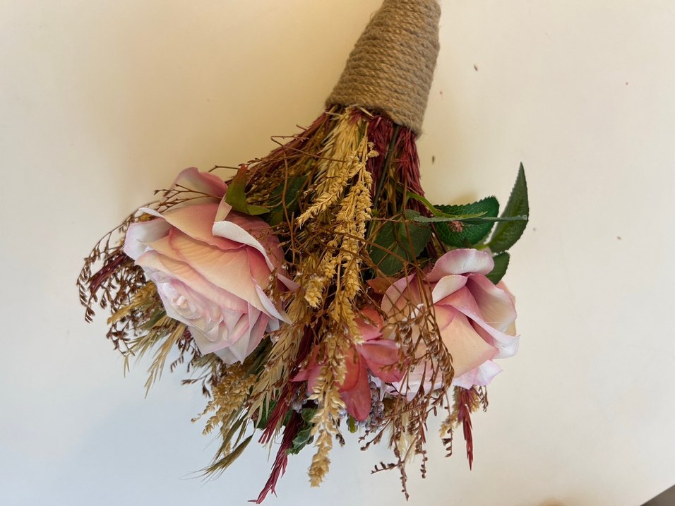 Pembe Dantel Detaylı Bohem Gelin Buketi - Görsel 2