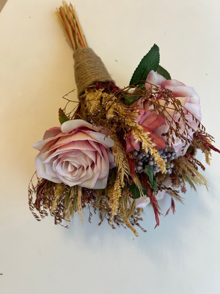 Pembe Dantel Detaylı Bohem Gelin Buketi - Görsel 5