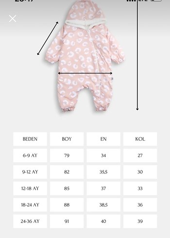 H&M Pembe Leopar Desenli Kapüşonlu Bebek Tulumu