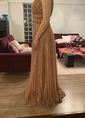 Diğer Pırıltılı, Taşlı Rose Abiye