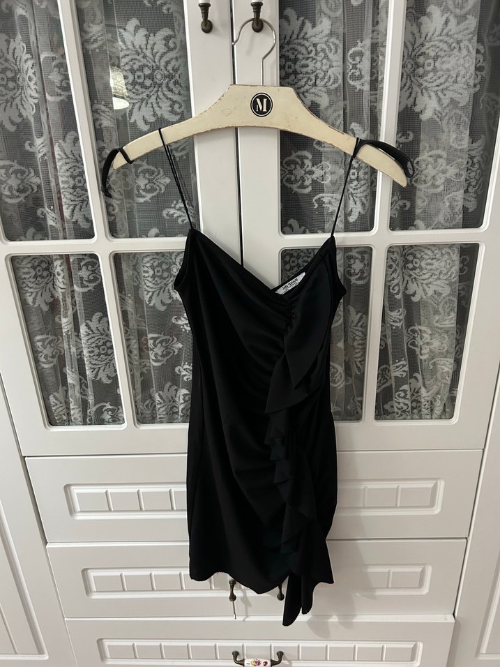 Siyah Mini Elbise - Görsel 2