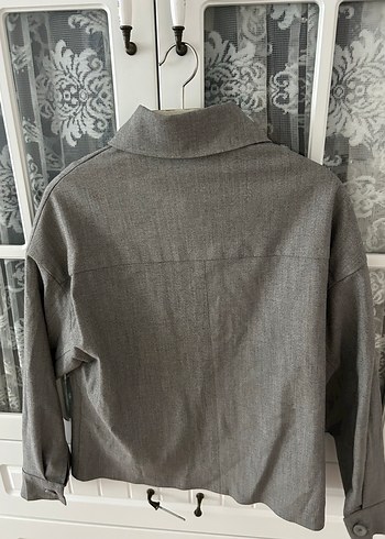 Mango Gri Düğmeli Uzun Kollu Kadın Gömlek